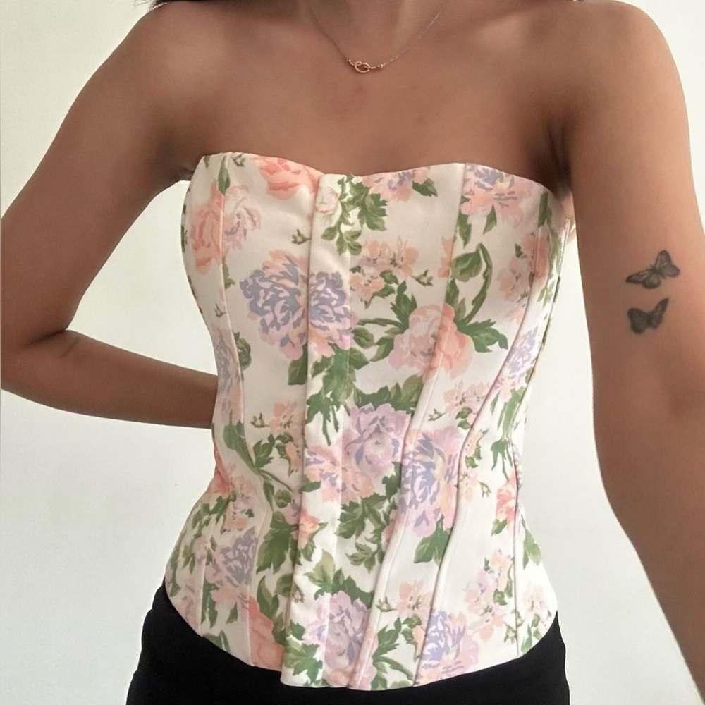 Zara Floral Bustier Top - Multicolor